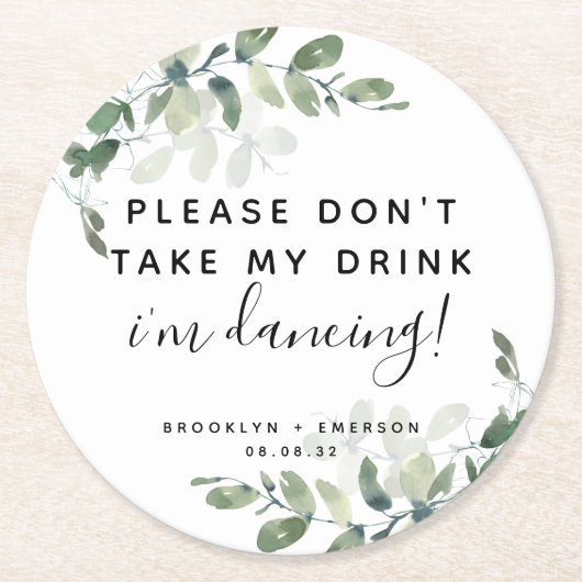 Eucalyptus Neem mijn Drink niet in Ronde Kartonnen Onderzetter (Voorkant)