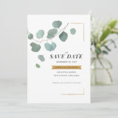 Eucalyptus Nepgoud Frame Botanisch Modern Save The Date (Staand voorkant)