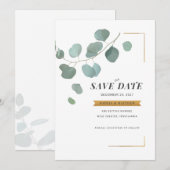 Eucalyptus Nepgoud Frame Botanisch Modern Save The Date (Voorkant / Achterkant)