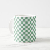 Eucalyptus nevel schaakbord patroon koffiemok (Voorkant links)