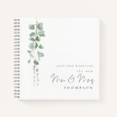 Eucalyptus New Mr Mrs Name Wedding Guest Book Notitieboek (Voorkant)