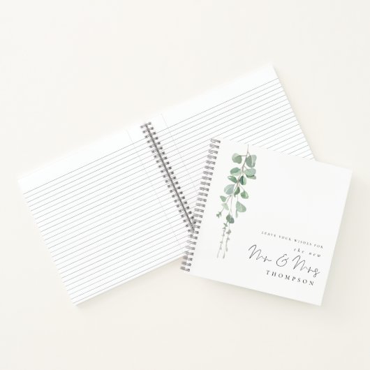Eucalyptus New Mr Mrs Name Wedding Guest Book Notitieboek (Binnen)