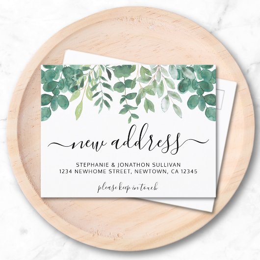 Eucalyptus nieuw adres verhuizen aankondigingskaart