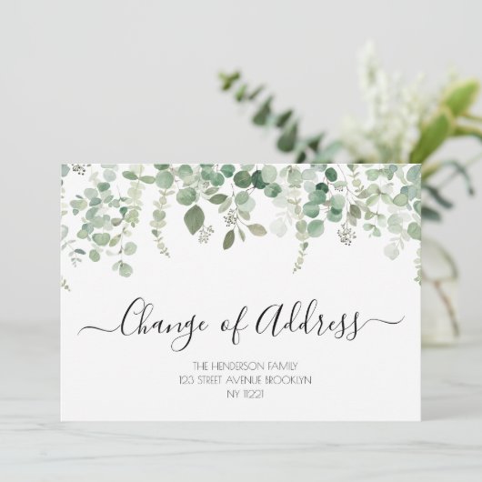 eucalyptus nieuwe adresbewegende aankondiging (Staand voorkant)