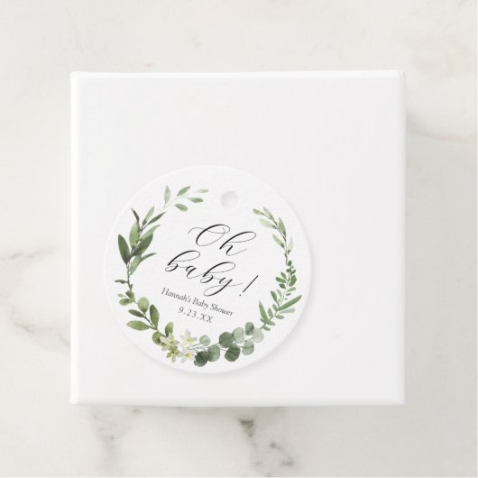 Eucalyptus Oh Baby Classic Round Sticker Bedankjes Labels (In situ)