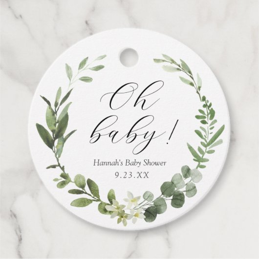 Eucalyptus Oh Baby Classic Round Sticker Bedankjes Labels (Voorkant)