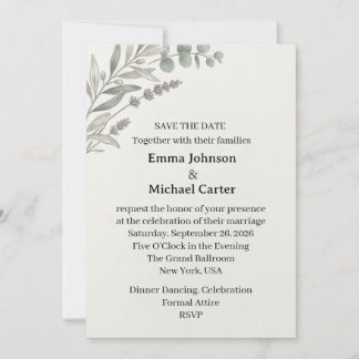 Eucalyptus Olijfbladeren Trouwkaart Save The Date Kaart