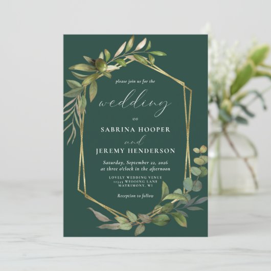 Eucalyptus Olijfgroen Goud Geo Smaragdgroen Kaart (Staand voorkant)