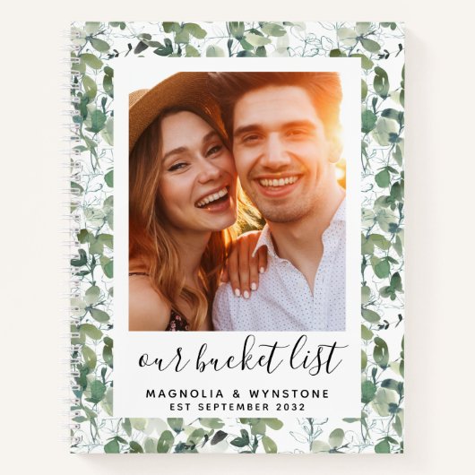 Eucalyptus onze opsommingspaar van emmers notitieboek (Voorkant)