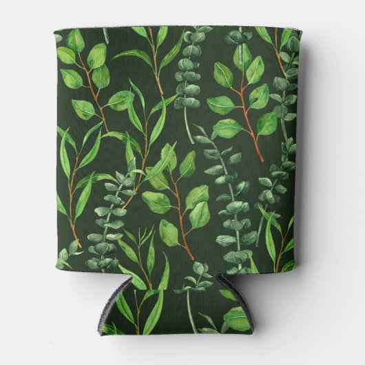 Eucalyptus op donkergroen blikjeskoeler (Voorkant)