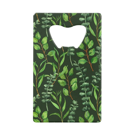 Eucalyptus op donkergroen creditkaart flessenopener (Voorkant)
