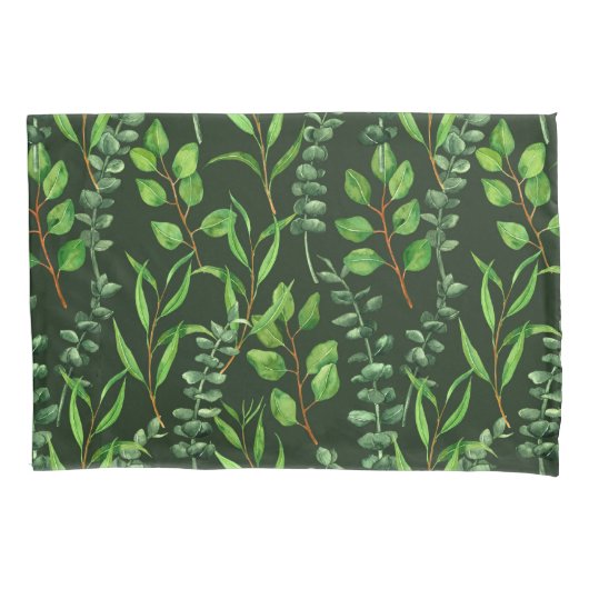 Eucalyptus op donkergroen kussensloop (Voorkant)