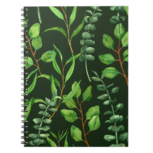 Eucalyptus op donkergroen notitieboek (Voorkant)