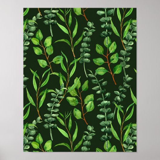 Eucalyptus op donkergroen poster (Voorkant)