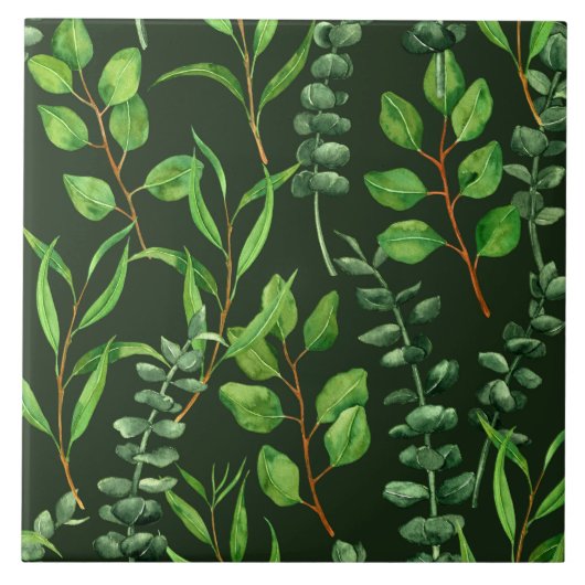 Eucalyptus op donkergroen tegeltje (Voorkant)