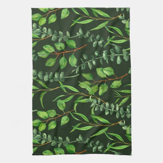 Eucalyptus op donkergroen theedoek (Verticaal)