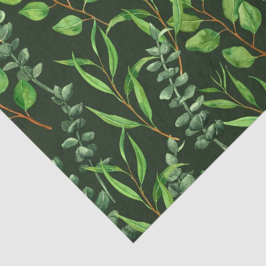 Eucalyptus op donkergroen tissuepapier (Detail)