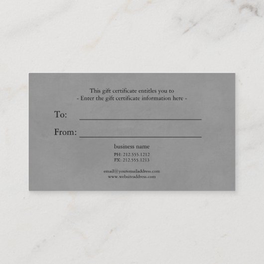 Eucalyptus op grijs cadeaubon visitekaartje (Achterkant)