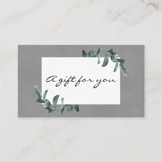 Eucalyptus op grijs cadeaubon visitekaartje (Voorkant)