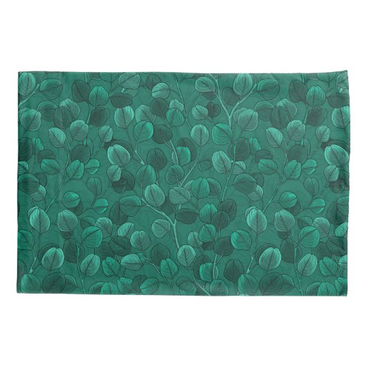 Eucalyptus op groen kussensloop (Achterkant)