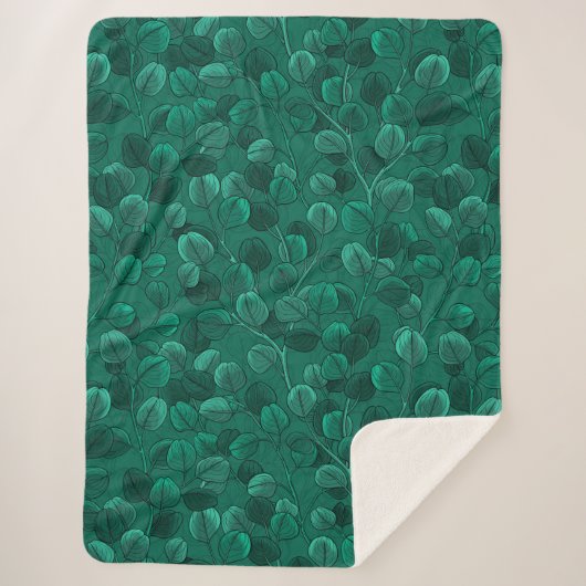Eucalyptus op groen sherpa deken (Voorkant)