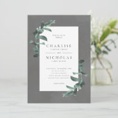 eucalyptus op uitnodiging voor een grijze bruiloft (Staand voorkant)