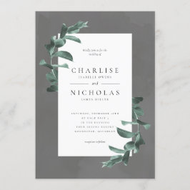 eucalyptus op uitnodiging voor een grijze bruiloft