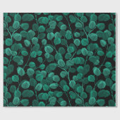 Eucalyptus op zwart cadeaupapier (Vlak)