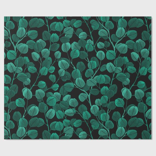 Eucalyptus op zwart cadeaupapier (Vlak)