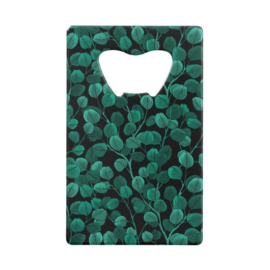 Eucalyptus op zwart creditkaart flessenopener (Voorkant)