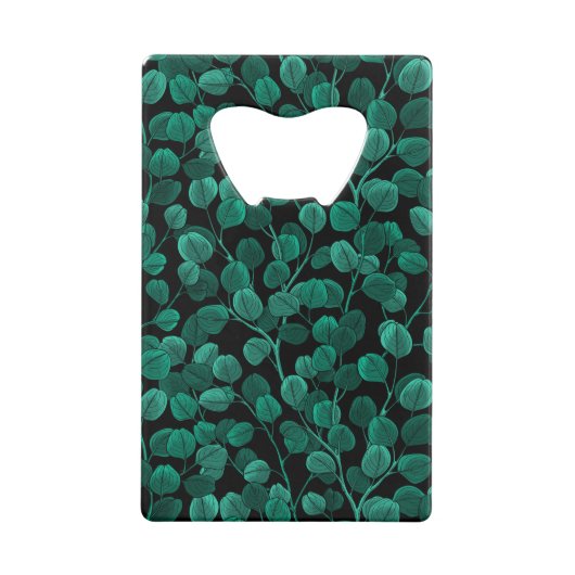 Eucalyptus op zwart creditkaart flessenopener (Achterkant)