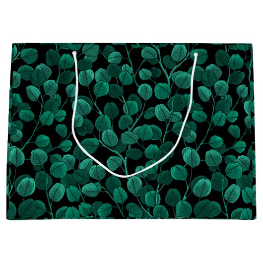 Eucalyptus op zwart groot cadeauzakje (Voorkant)