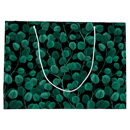 Eucalyptus op zwart groot cadeauzakje (Achterkant)