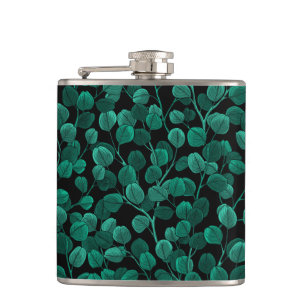 Eucalyptus op zwart heupfles
