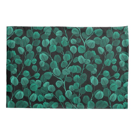 Eucalyptus op zwart kussensloop (Achterkant)