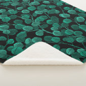 Eucalyptus op zwart sherpa deken (3/4)