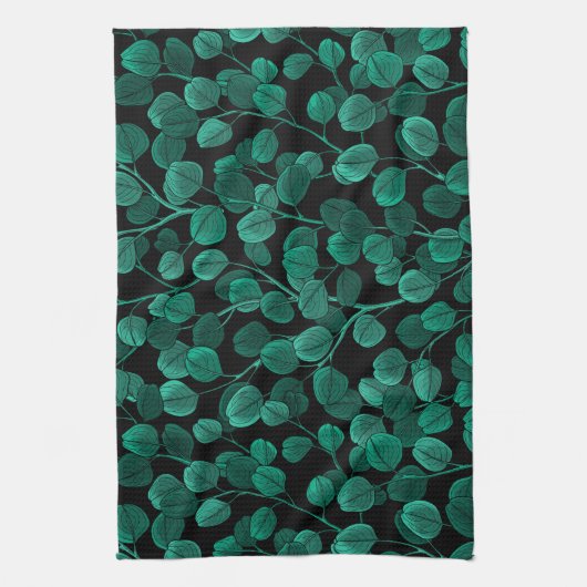 Eucalyptus op zwart theedoek (Verticaal)