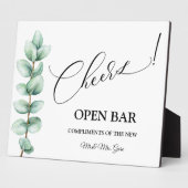 Eucalyptus Open Bar trouwbord Tafelblad Plaque Fotoplaat (Zijkant)