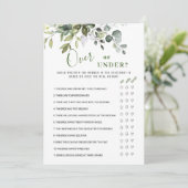 Eucalyptus Over of Onder Bruiloftsfeest Spelkaart Kaart (Staand voorkant)