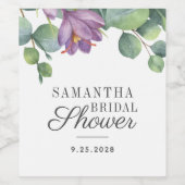 Eucalyptus Paars Groen Bloem Bruiloft Feest Wijn Etiket (Enkel label)