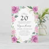 Eucalyptus Paarse bloem 20ste verjaardag Kaart (Staand voorkant)