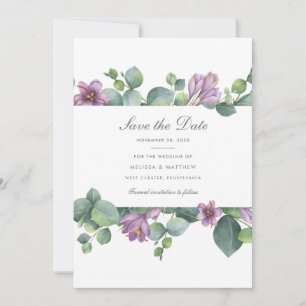 Eucalyptus Paarse Groene Bloemige Succulent Save The Date