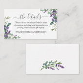 Eucalyptus Paarse lavender Flowers Weddenschap Informatiekaartje (Voorkant / Achterkant)