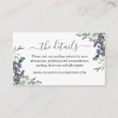 Eucalyptus Paarse lavender Flowers Weddenschap Informatiekaartje (Voorkant)