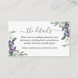 Eucalyptus Paarse lavender Flowers Weddenschap Informatiekaartje