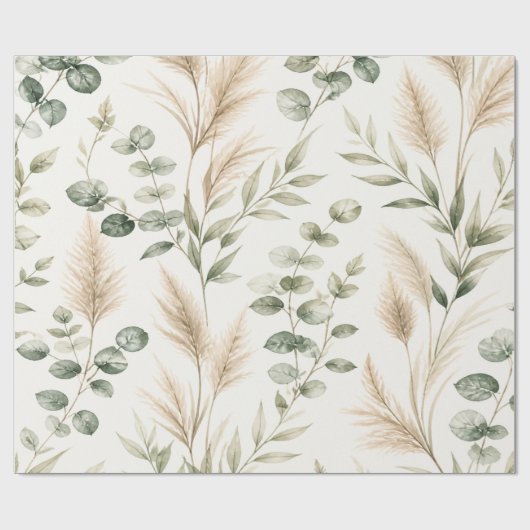 Eucalyptus Pampas Gras Inpakpapier (Vlak)