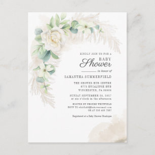 Eucalyptus Pampas Grass Greenery Girl Baby shower Uitnodiging Briefkaart
