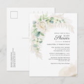 Eucalyptus Pampas Grass Greenery Girl Baby shower Uitnodiging Briefkaart (Voorkant / Achterkant)