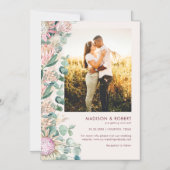 Eucalyptus Pampas Grass Pink Proteas Save the Date Magnetische Uitnodiging (Voorkant)