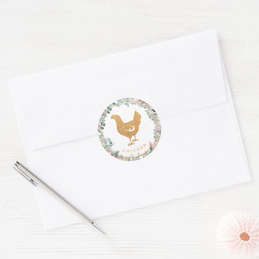 Eucalyptus Pampas Proteas Chicken Meal Choice Ronde Sticker (Envelop)